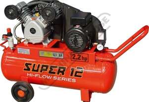 SUPER 12 Air Compressor 60 Litre Tank / 2.2hp 12.3cfm / 348lpm Piston Displacement