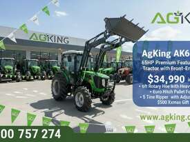AgKing - 65HP Premium Cabin Tractor with Front End Loader - Rotary Hoe - Pallet Forks Plus More! - picture0' - Click to enlarge