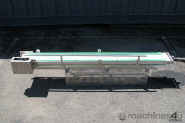 Stainless Motorised Slat Belt Conveyor - 1.5m long
