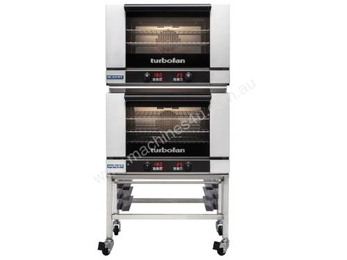 Turbofan E27D3/2 - Full Size Digital Electric Convection Ovens Double Stacked on a Stainless Steel B