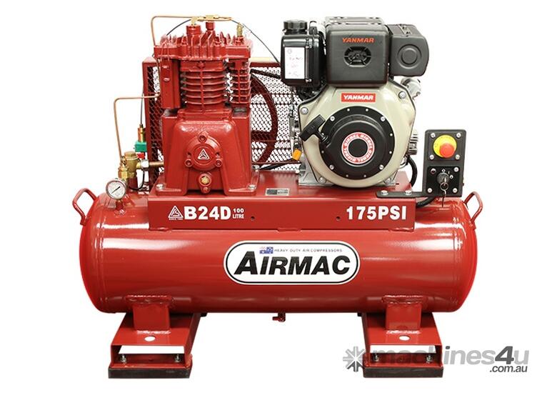 caption CVA Compressors - New Airmac B24D Diesel Piston Compressor - Electric Start - 16.6cfm - 175psi