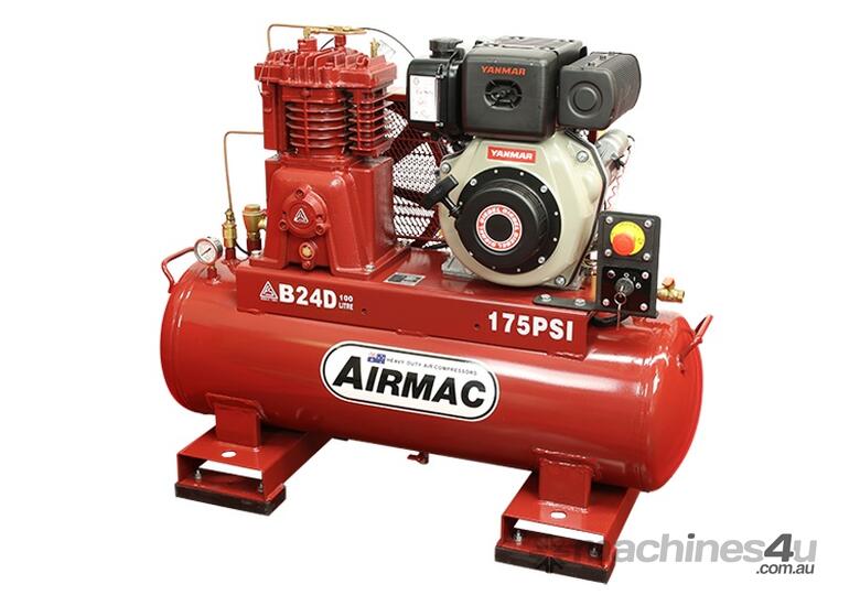caption CVA Compressors - New Airmac B24D Diesel Piston Compressor - Electric Start - 16.6cfm - 175psi