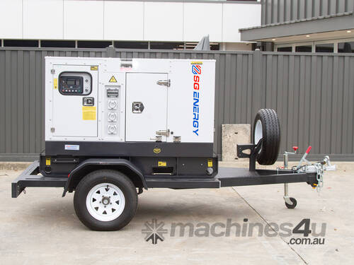 caption SG ENERGY – TRAILER MOUNTED 6 kVA SINGLE PHASE GENERATOR