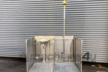 Pratt Emergency decontamination station safety shower eye wash spill tray combo