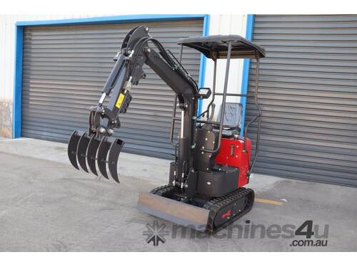 caption Mini Excavator 1.0T with 8 Attachments: Limited Time Offer!