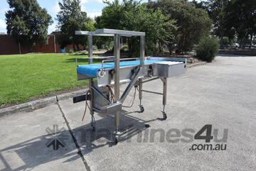 Stainless Steel Motorised Belt with Infeed Roller Conveyor - 1.66m long - Contech Engineering