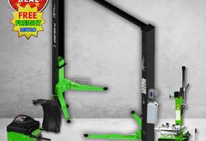 Hammerhead 4.0T Two Post Clearfloor Hoist + Tyre Changer + Wheel Balancer (Combo Deal)
