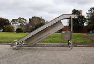 Large Stainless Steel Motorised Incline Belt Conveyor - 2.7m High