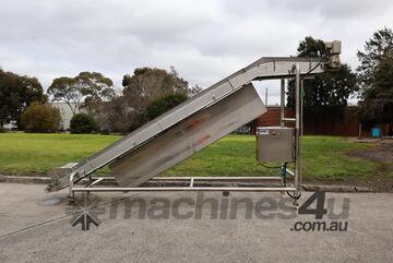 Large Stainless Steel Motorised Incline Belt Conveyor - 2.7m High