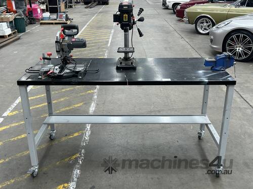 Mobile Workbench With Ozito Drill Press & Mitre Saw