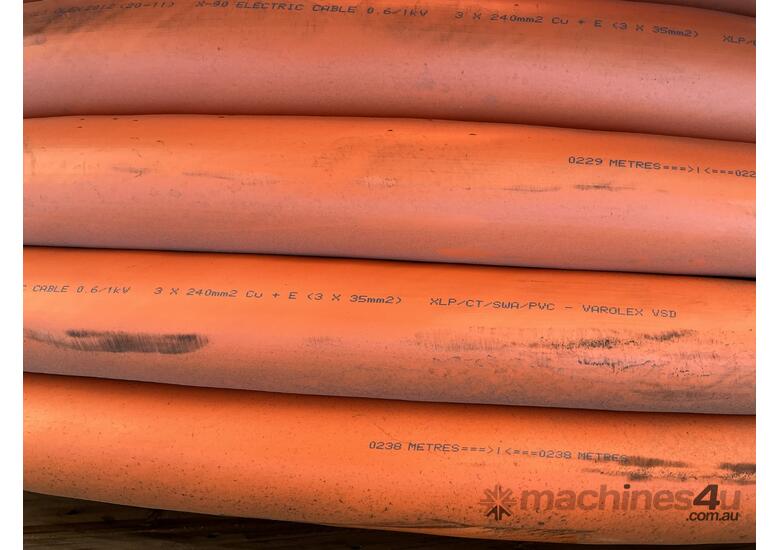 *UNRESERVED* Spool of x-90 Electrical Cable, 0.6/1kV, 3 x 240mm2 CU+E (3 x 35mm2), XLP/CT/SWA/PVC, S