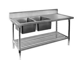 F.E.D. 1800-6-DSBL Economic 304 Grade SS Left Double Sink Bench 1800x600x900 with two 610x400x250 si - picture1' - Click to enlarge