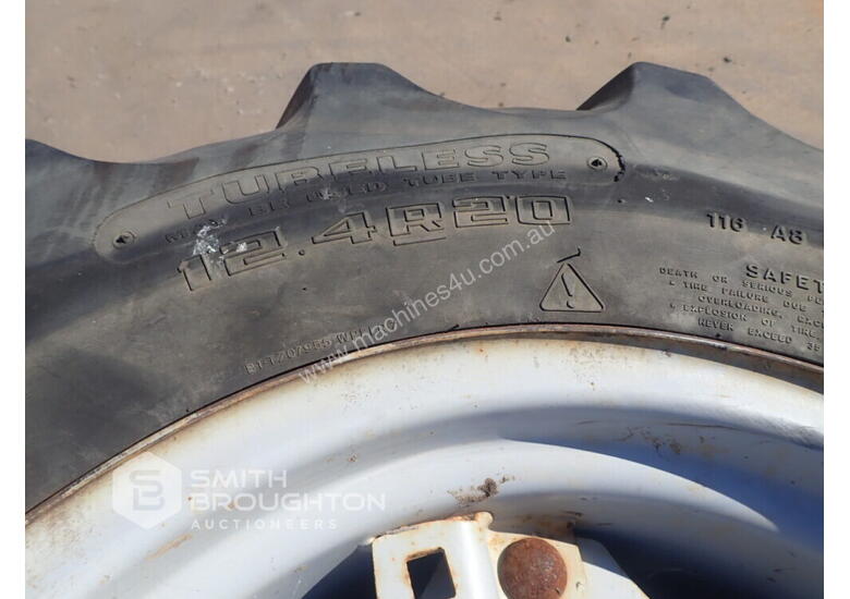 caption 2 X GOODYEAR 12.4R20 SUPER TRACTION AGRICULTURAL TYRES & RIMS & 2 X 14.9R30 AGRICULTURAL TYRES & RIM