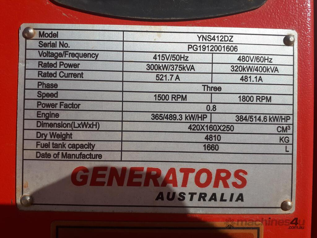 Buy Used 2020 Generators Australia GP412DZ Industrial Generators in