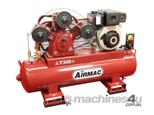 caption CVA Compressors - New Airmac T30D Diesel Piston Compressor - Electric Start - 24cfm - 145psi