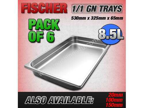 6 PACK OF 1/1 GASTRONORM TRAY 65MM