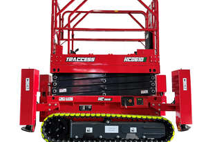 SALE ON NOW - New TRACCESS Tracked 6m Rough Terrain Scissor Lift