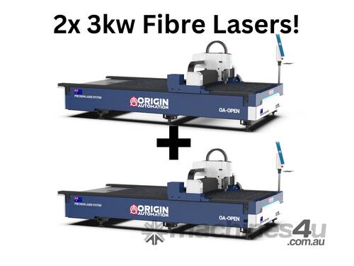 TWO x 3kw Open Fibre Laser 3000mm x 1500mm Bed - Easy to use - Learn in 30 mins
