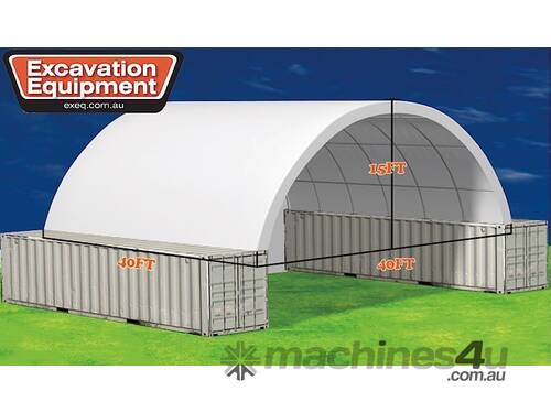 40ft x 40ft Container Shelter - With End Wall