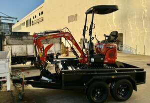 Mini Excavator 1.0 T Rhinoceros XN10-8 Side Joysticks Excavator & Tandem Trailer Package