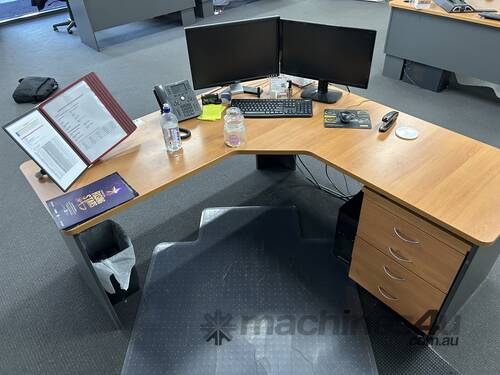 caption Timber Corner Desk & Timber Shelving Unit Including