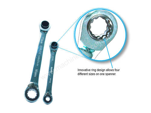 A89504 - 2 PC 4 IN 1 REVERSIBLE RATCHET SPANNER SET METRIC