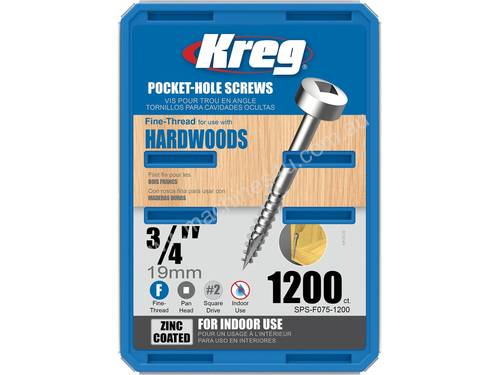 Kreg Pocket Screws 3/4 Fine Thread Pan Head 6g - 1200pc