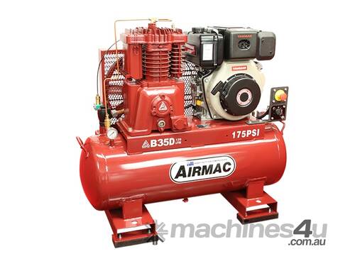 caption CVA Compressors - New Airmac B35D Diesel Piston Compressor - Electric Start - 28.8cfm - 175psi