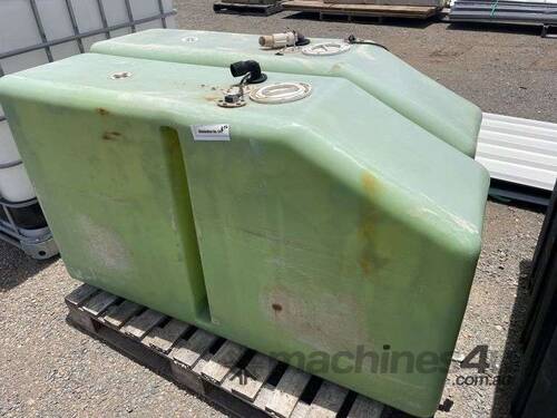 2x Green Poly Tanks - 1350mmLx400mmDx770mmH