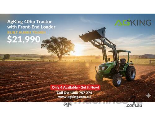 AgKing - 40HP Tractor ROPS 4WD AK404 with FEL & 4in1 Bucket - Packages Available
