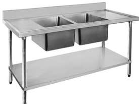 F.E.D. 1800-6-DSBC Economic 304 Grade SS Centre Double Sink Bench 1800x600x900 with two 610x400x250  - picture0' - Click to enlarge