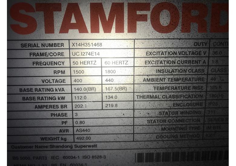 Buy New stamford Stamford Alternator 140kVA Three Phase Alternator in