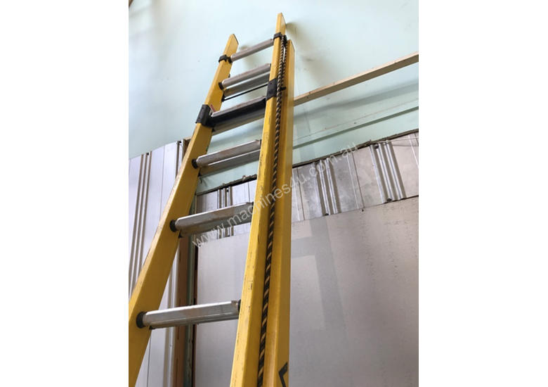 caption Branach Fibreglass 3.9 - 6.4m Ladder, Exofit Harness and Fall Arestor