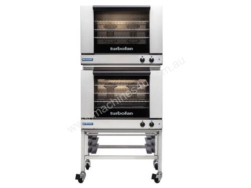 Turbofan E28M4/2C - Full Size Tray Manual Electric Convection Ovens Double Stacked With Castor Base 