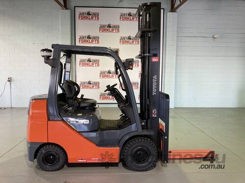 2014 TOYOTA COMPACT 62-8FDK 3 TONNE DEISEL FORKLIFT 2 STAGE 4500 mm CLEARVIEW MAST LOCATED COOPERS P