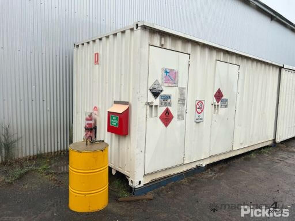 Used 40ft Shipping Container Color White 2 x Chemical Storage Sections 1 x Storage Area with