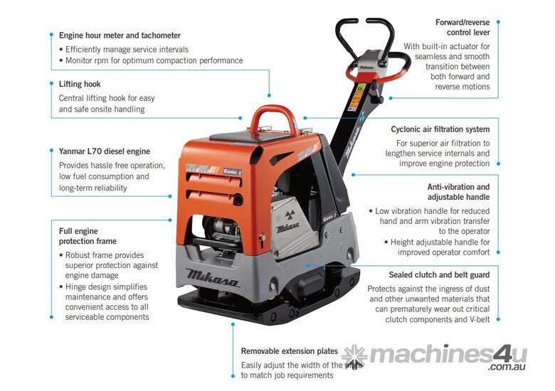 Mikasa MVH-308D Rev. Plate Compactor, 341kg Diesel YanMar