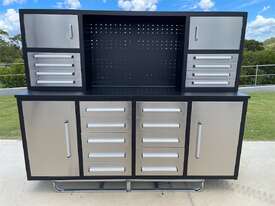 Unused 18 Drawer Stainless Steel Tool Cabinet / Work Bench (7ft) - picture1' - Click to enlarge