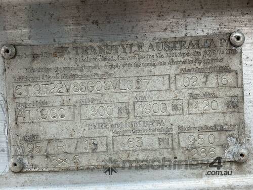 2016 Transtyle AT 2000 Single Axle Boat Trailer 