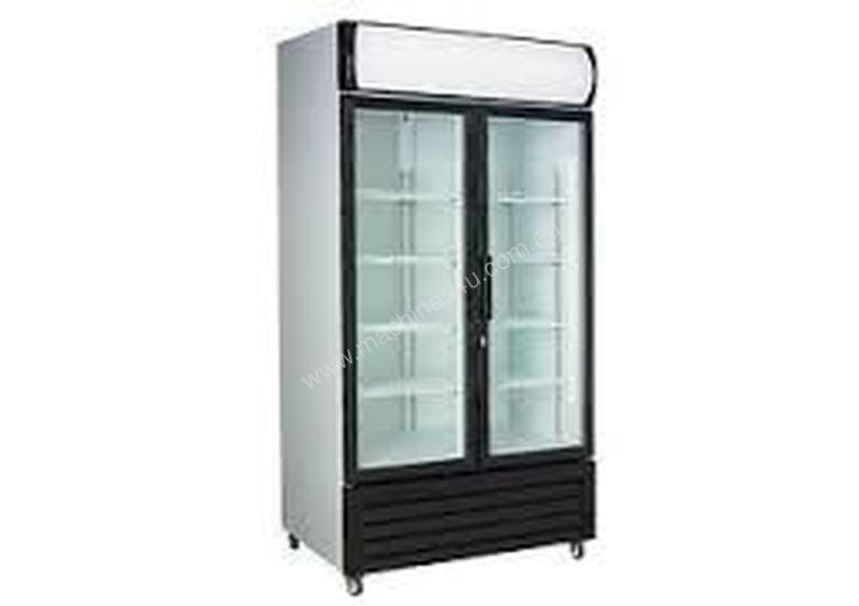 caption F.E.D Two Sliding Door Upright Display Fridge - Black Front - LG-1000SDBG