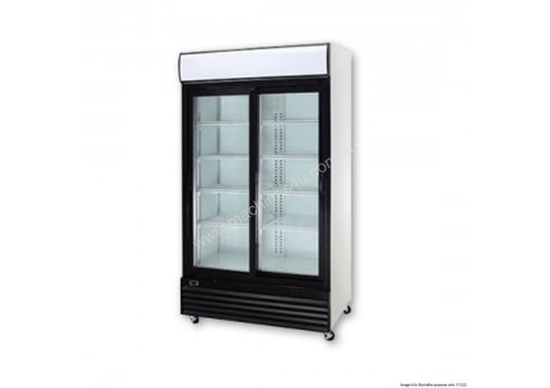 caption F.E.D Two Sliding Door Upright Display Fridge - Black Front - LG-1000SDBG