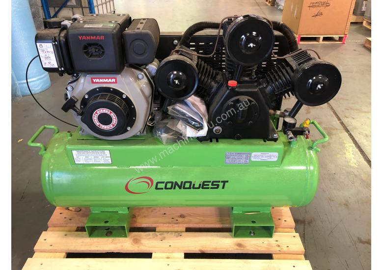 caption CONQUEST CD27/120ES 18.6cfm 8Bar Diesel Reciprocating Air Compressor