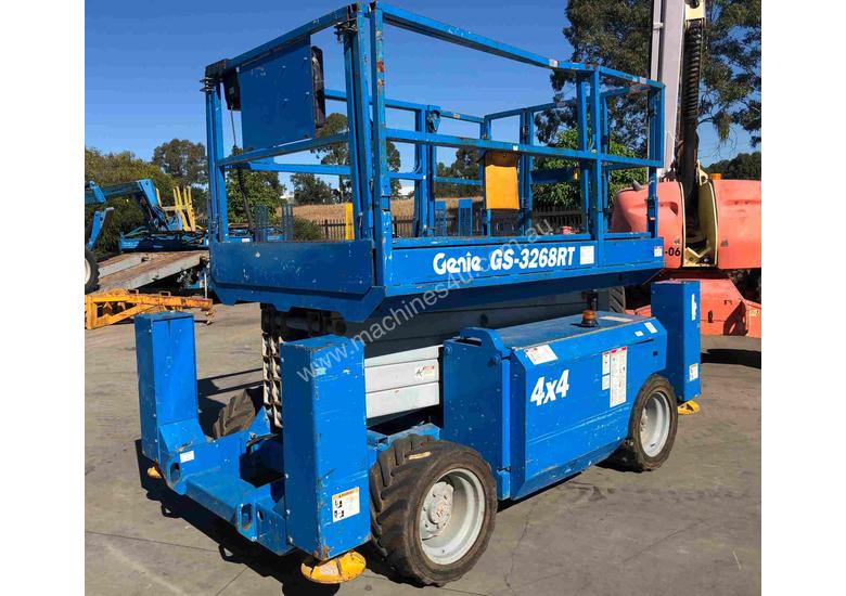 caption 32ft Rough Terrain Genie Scissor Lift