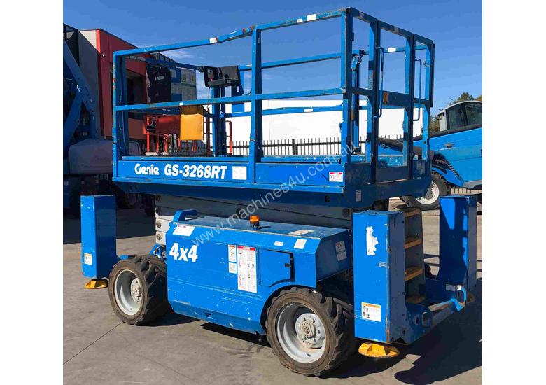 caption 32ft Rough Terrain Genie Scissor Lift