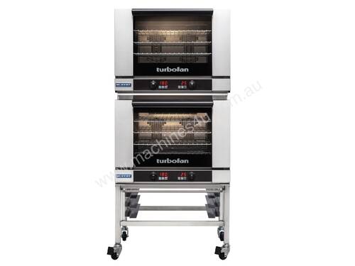Turbofan E28D4/2 - Full Size Digital Electric Convection Ovens Double Stacked on a Stainless Steel B