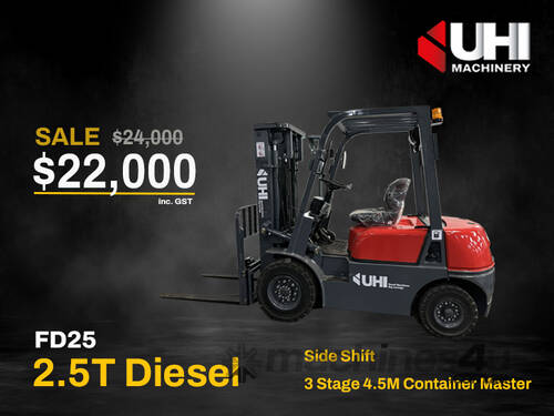 NEW UHI 2.5TON DIESEL FORKLIFT WITH SIDE SHIFT ONLY $22000 (WA ONLY)