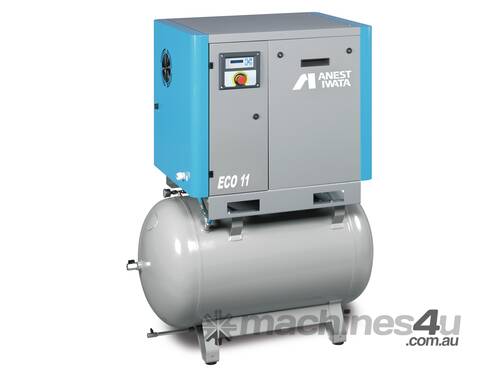 Anest Iwata Eco 11kw Reciprocating screw compressor on 270 Litre Tank