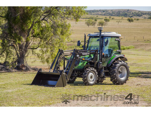 caption AgKing - Enfly 70HP Tractor A/C Cabin 4WD Tractor DQ704C with FEL & 4in1 Bucket