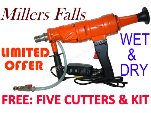 Concrete drill, stand + Free cutters MILLERS FALLS