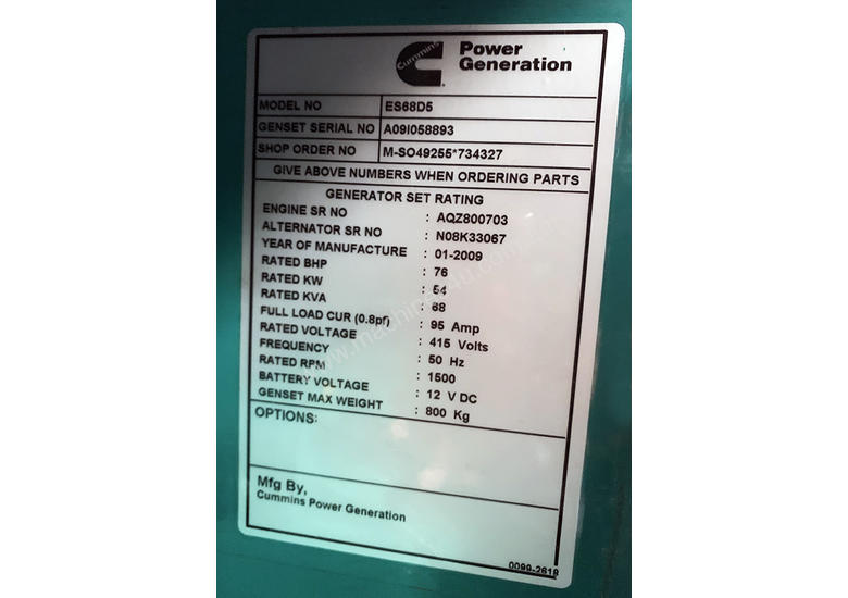 caption 68kVA Used Cummins Enclosed Generator Set